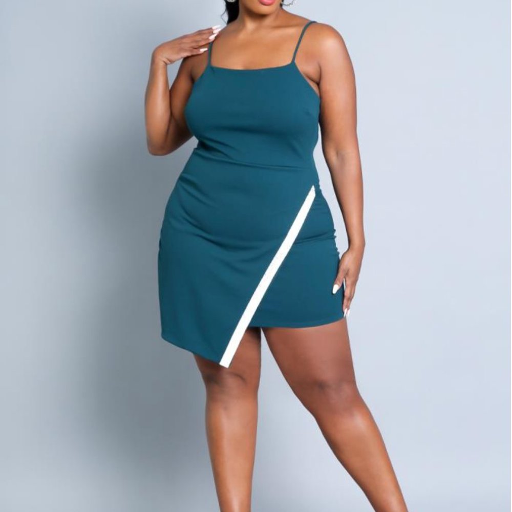 Teal Strappy Mini Dress